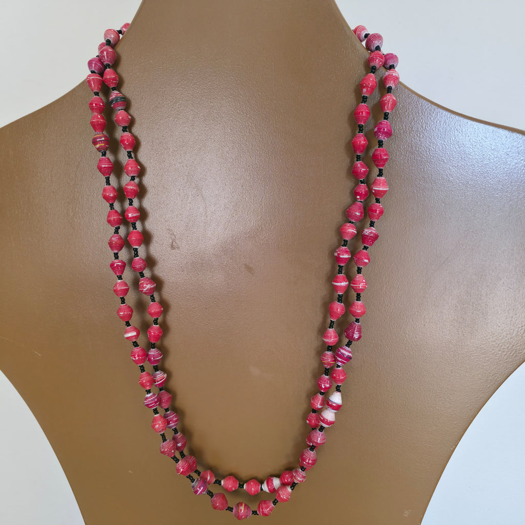 Fair Trade Paper Mache Two-Tone Necklace – Set of 6, Handmade from Upcycled Magazine Paper