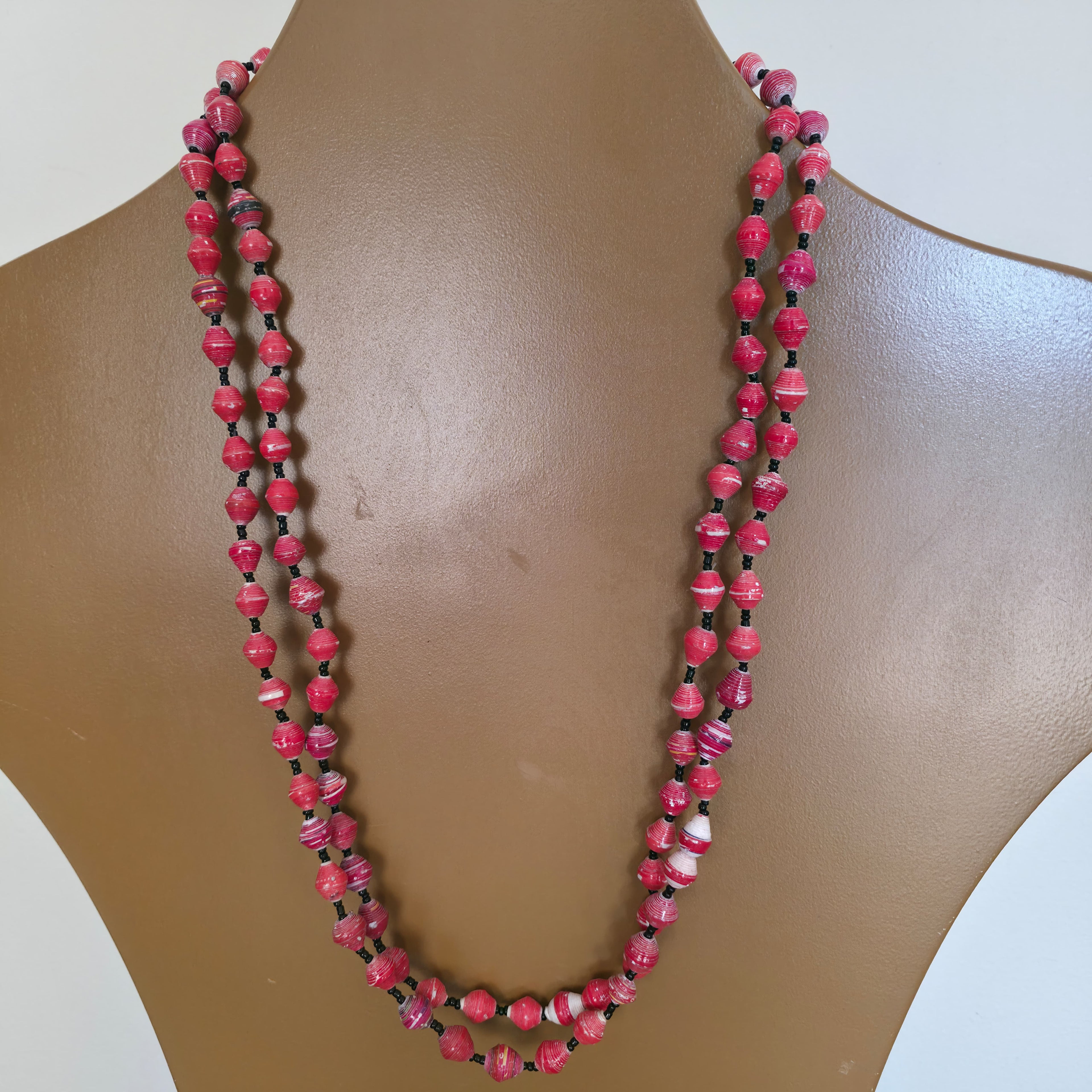 Fair Trade Paper Mache Two-Tone Necklace – Set of 6, Handmade from Upcycled Magazine Paper