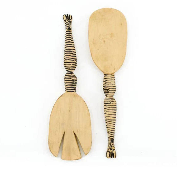Wooden Serving Spoons, Twisted Zebra