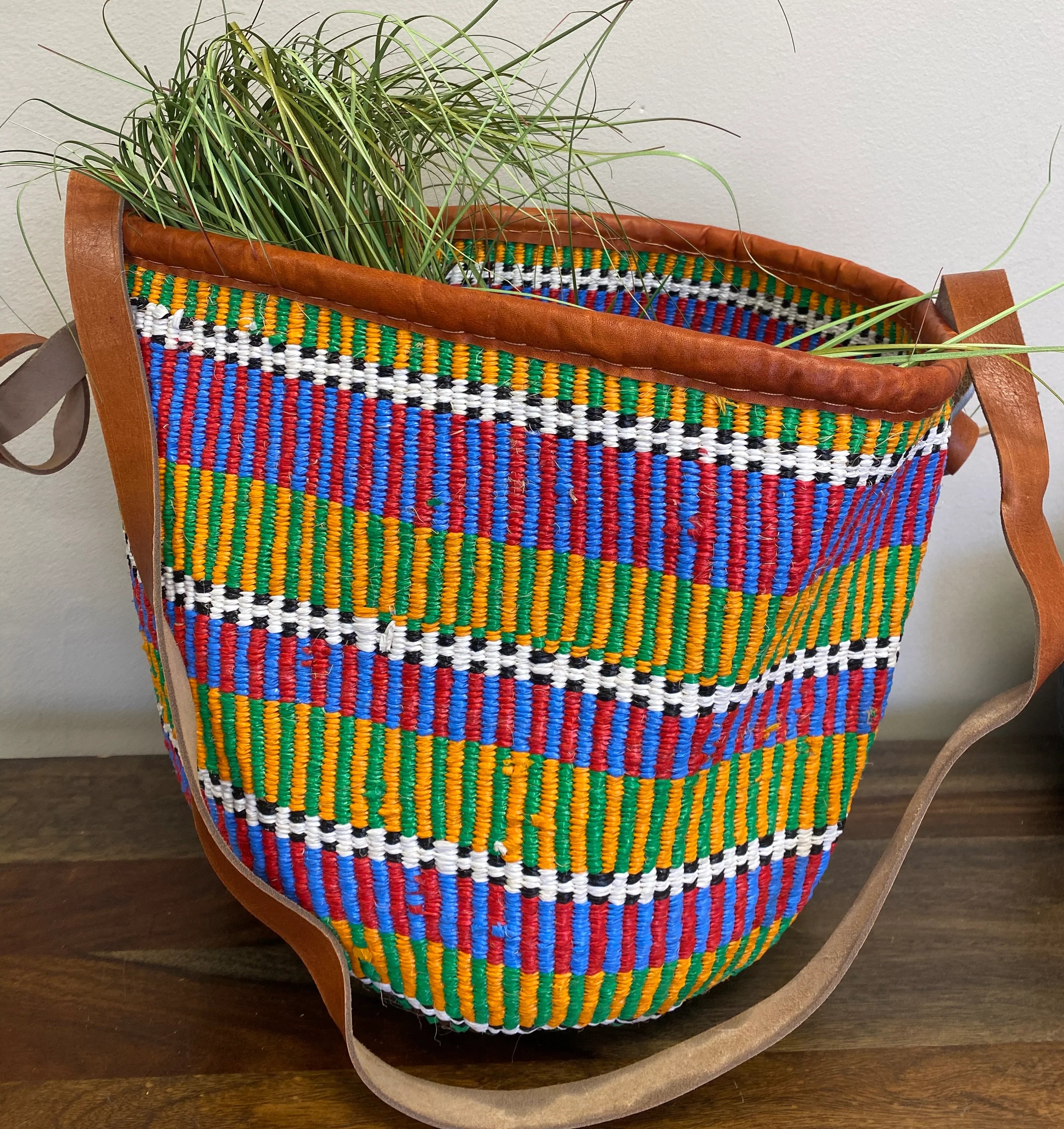 Recycled Plastic and Sisal Open Tote Bag