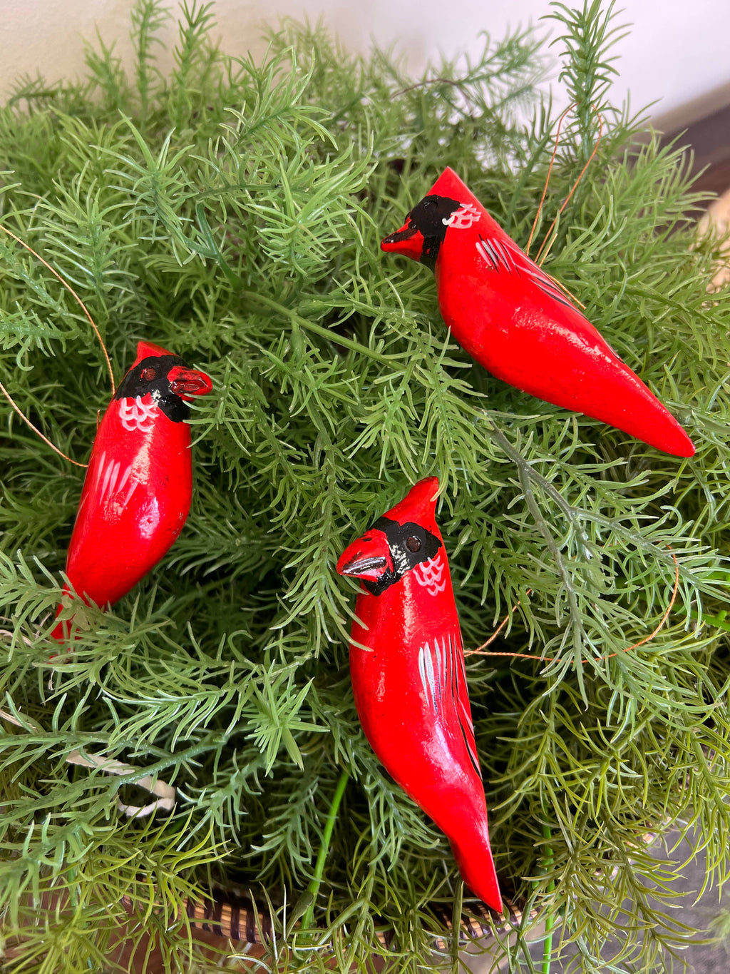 Christmas Ornament, Wooden Bird , Set of 6