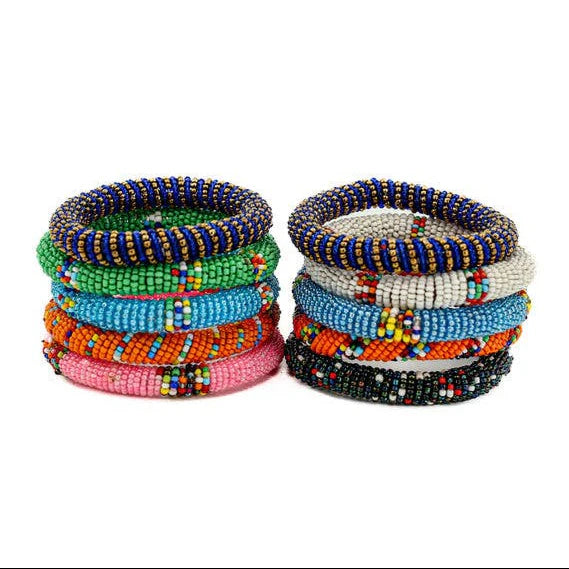 Maasai Beaded Bracelet Stack, Set of 12