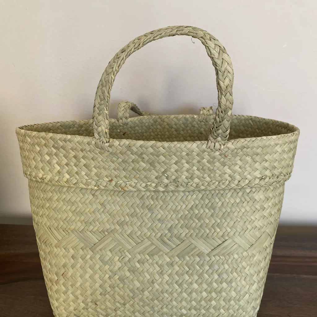 Natural Oval Kikapu Vegan Palm Tote Basket