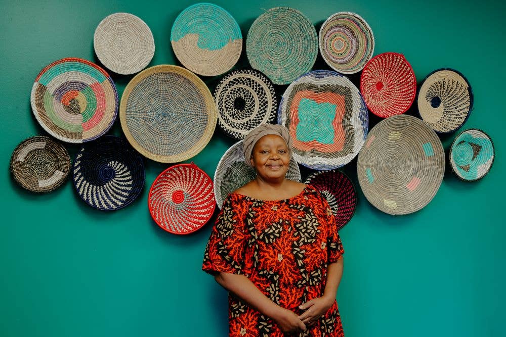 Sky Blue Raffia Fruit Basket