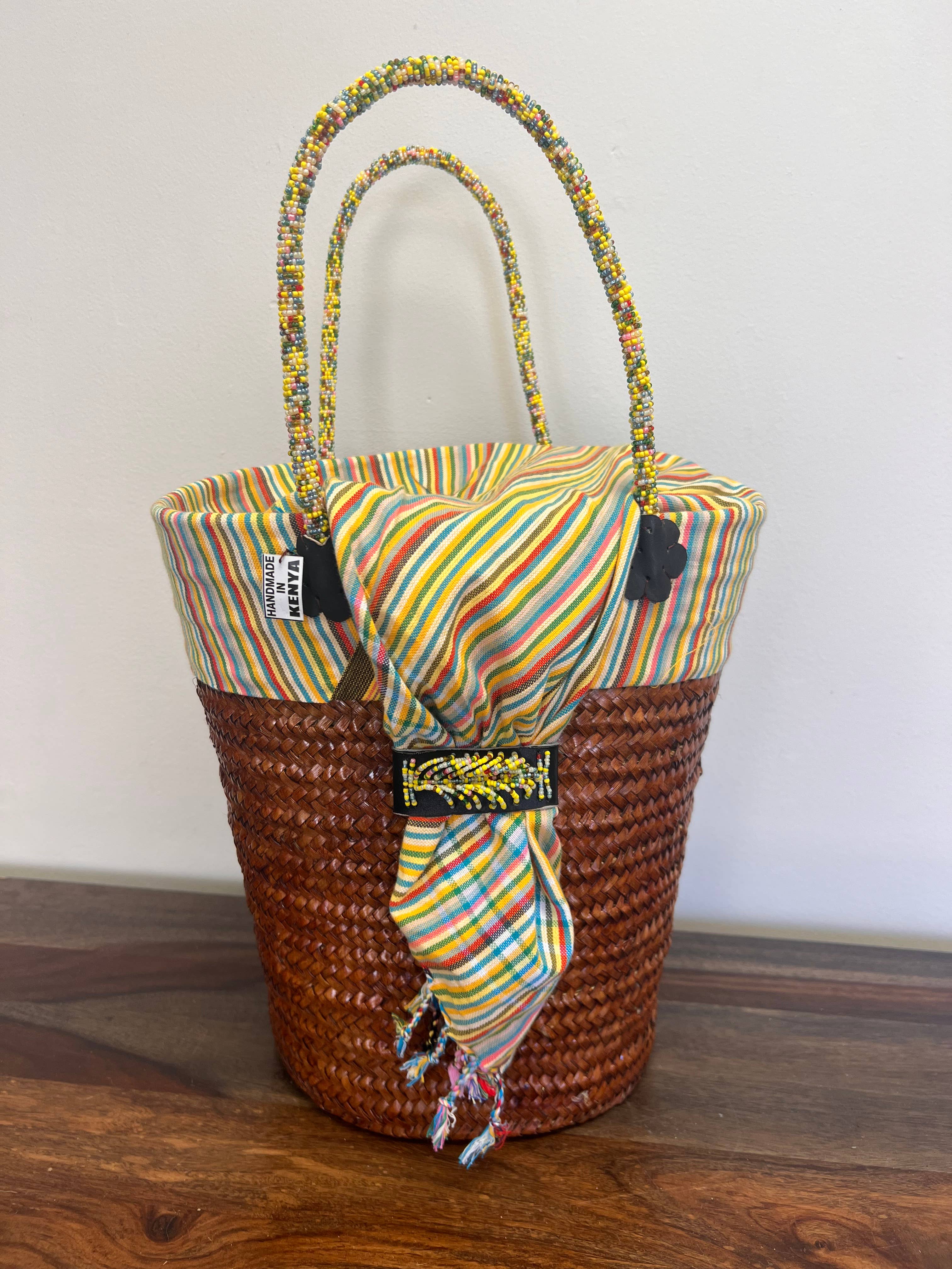 Kikapu Lamu Caramel Tote Basket