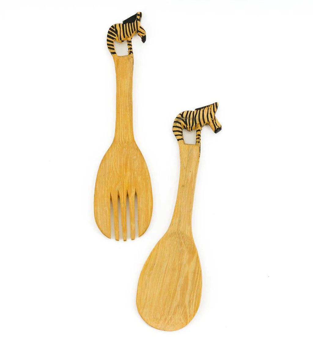 Wooden Serving Spoons, Zebra