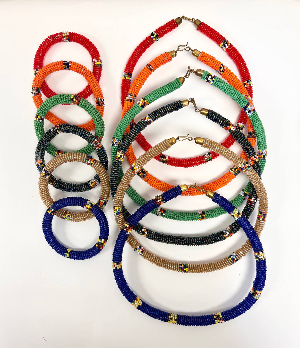 Maasai Beaded Necklace and Bracelet Set