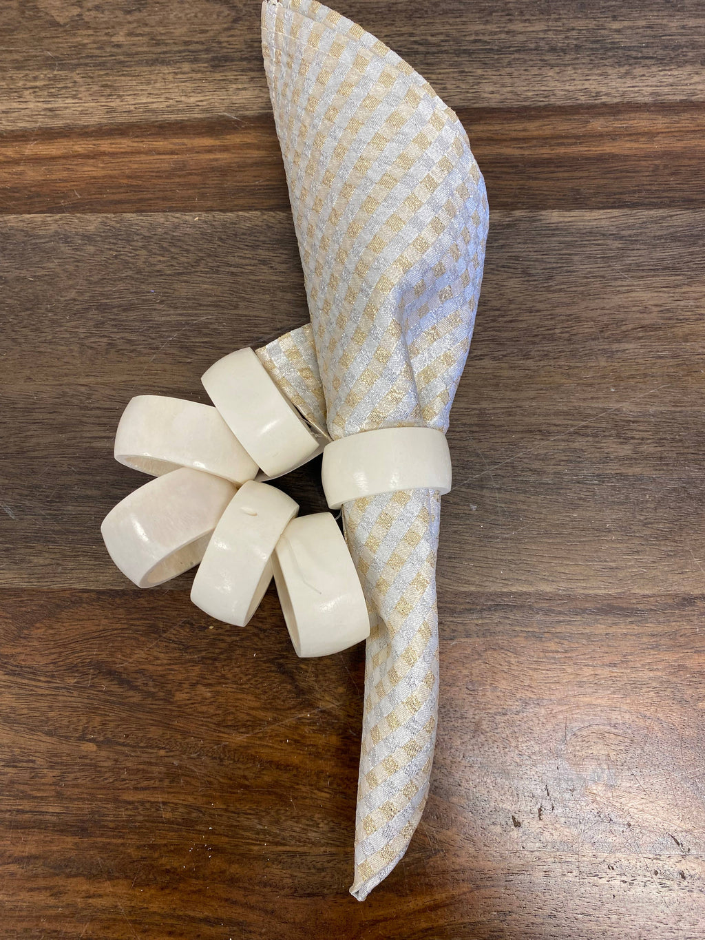 Black and White Batik Bone Napkin Rings, Set of 6
