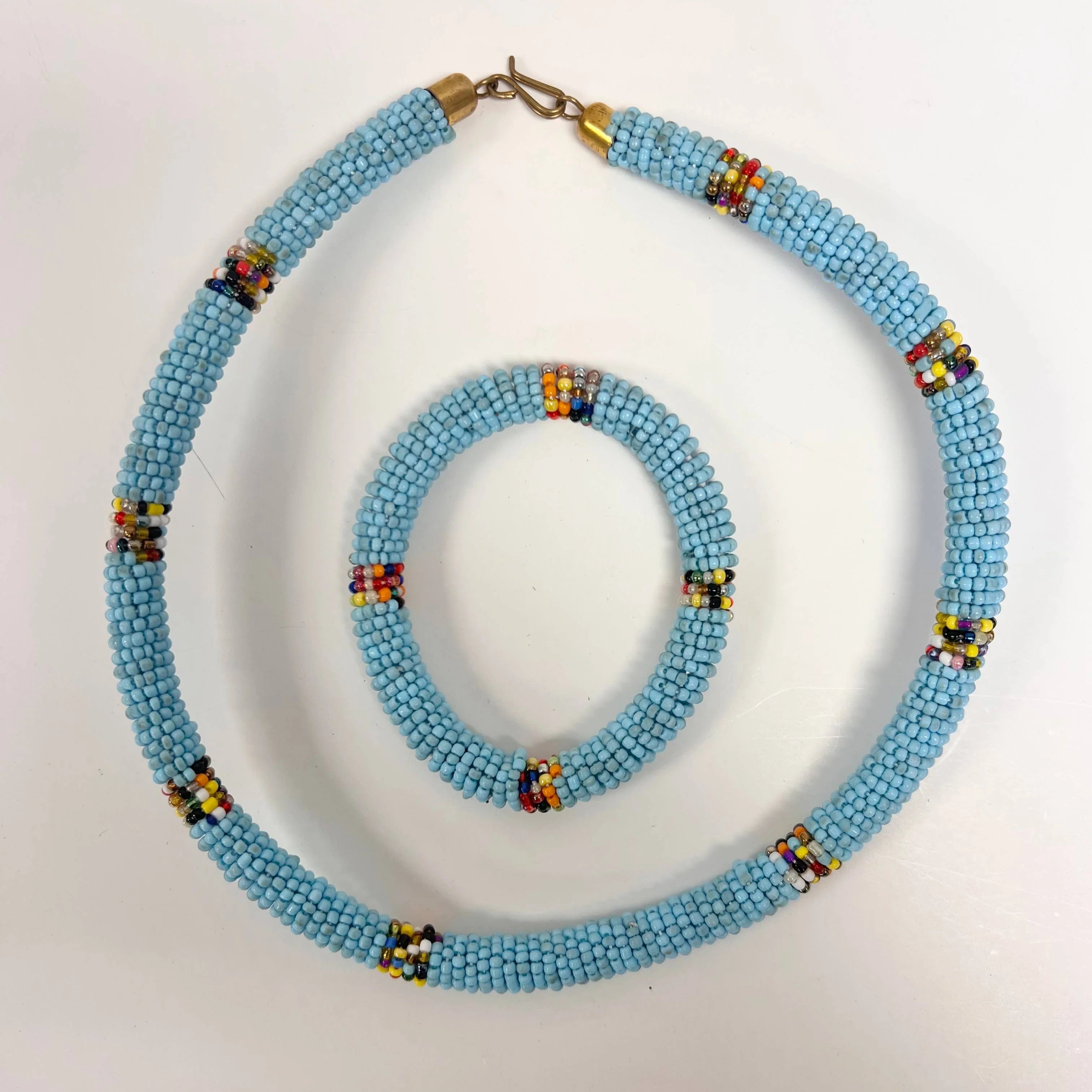 Maasai Beaded Necklace and Bracelet Set