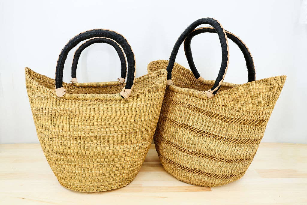 U-Shopper Tote Basket Bag, Natural Open Weave