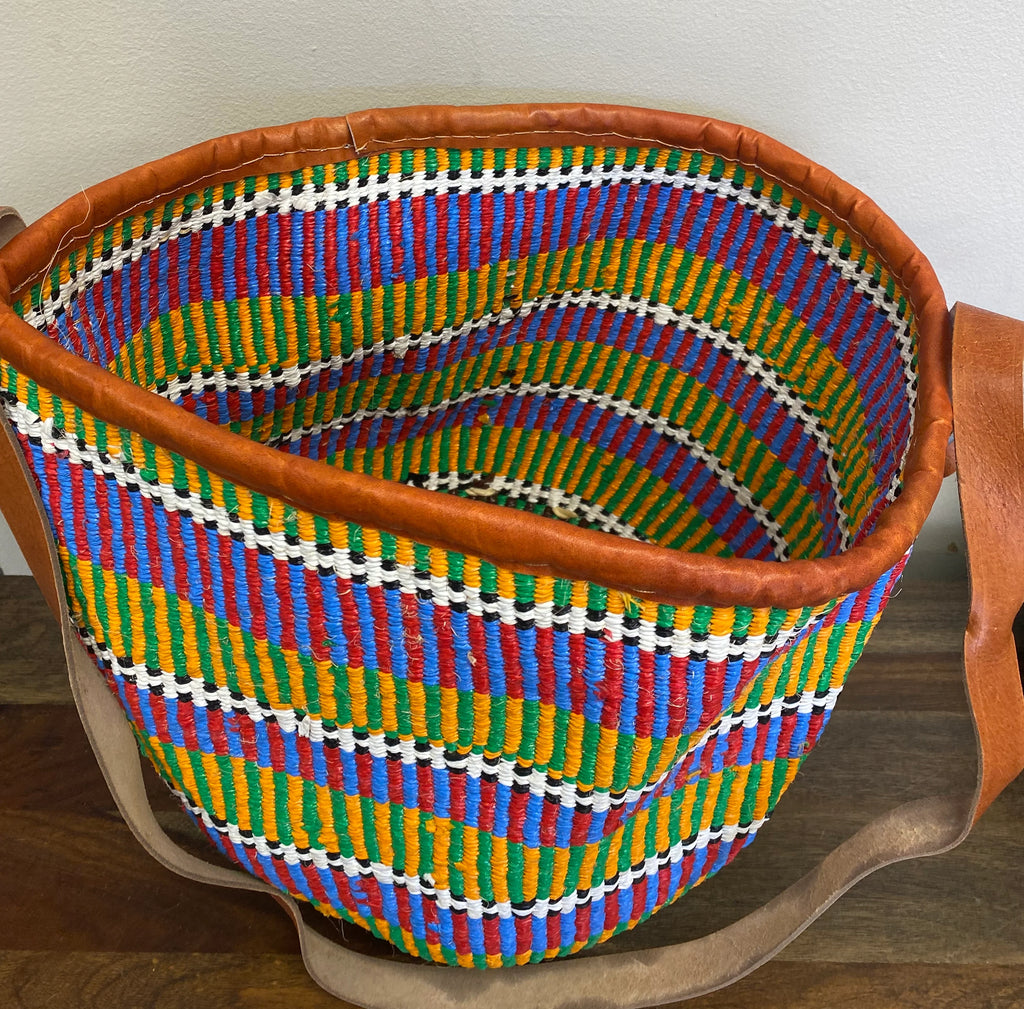 Recycled Plastic and Sisal Open Tote Bag