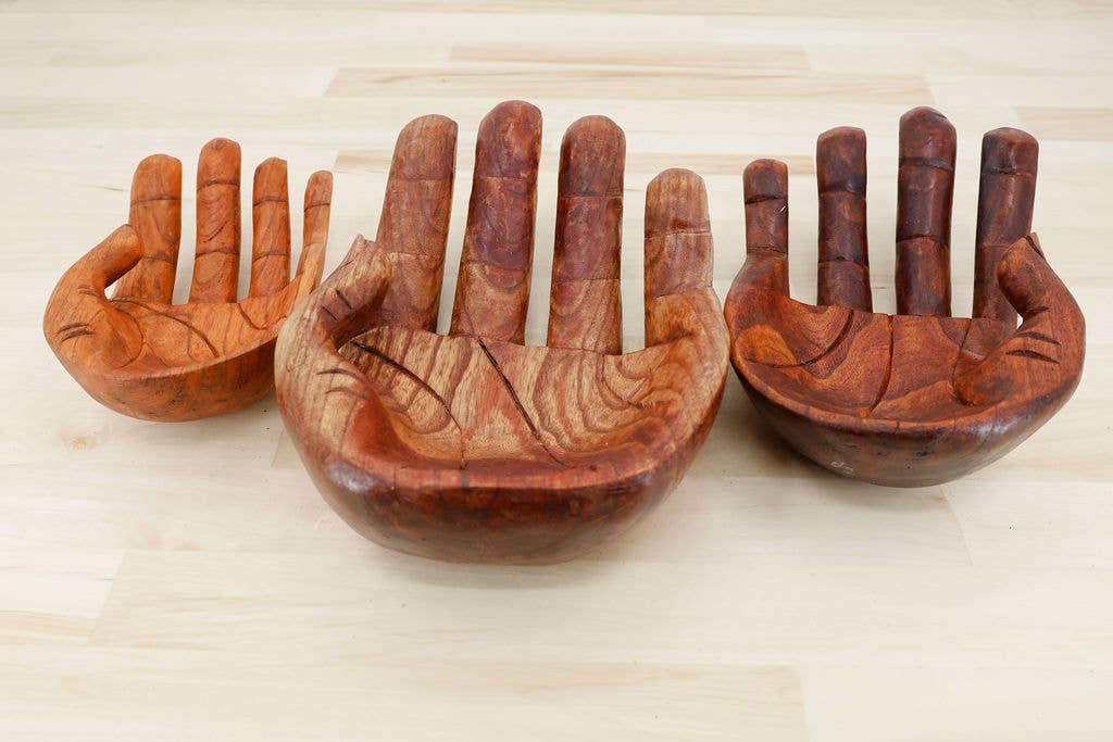 Single Wooden Helping Hands Bowl