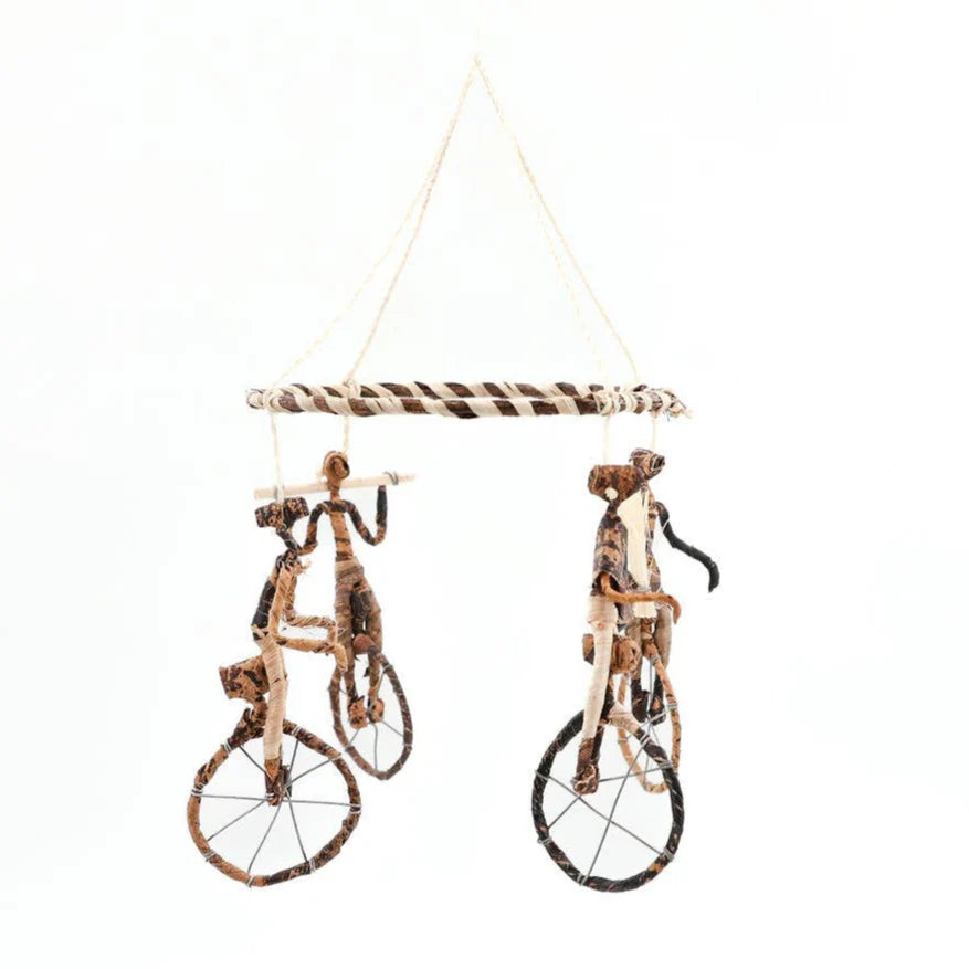 Handmade Banana Leaf & Sisal Unicycle Mobile