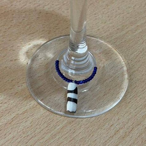 Handmade Up-cycled Bone and Cowrie Shell Wine Charms, Set of Six