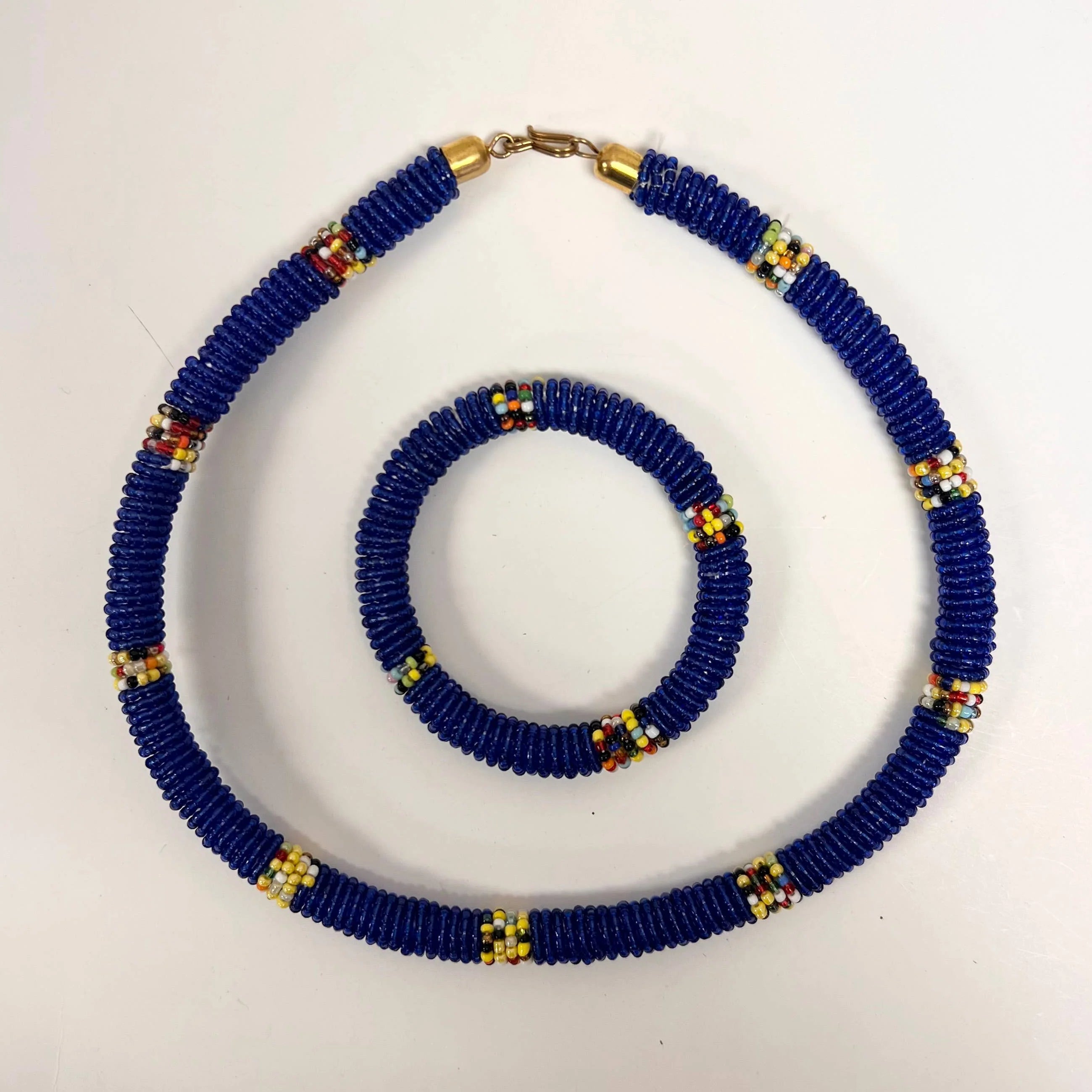 Maasai Beaded Necklace and Bracelet Set