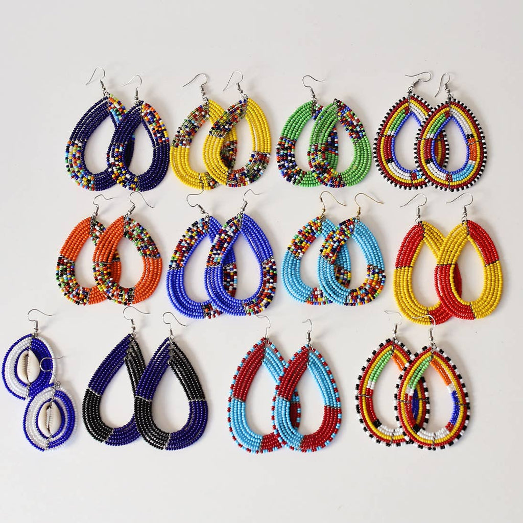 Maasai Hoop Beaded Earrings, Set of 12