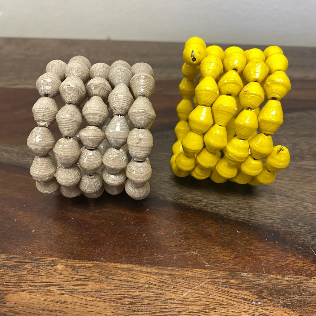 Solid Color Fair Trade Paper Mache Bracelet Set of 6 – Handcrafted from Up-cycled Magazine Paper