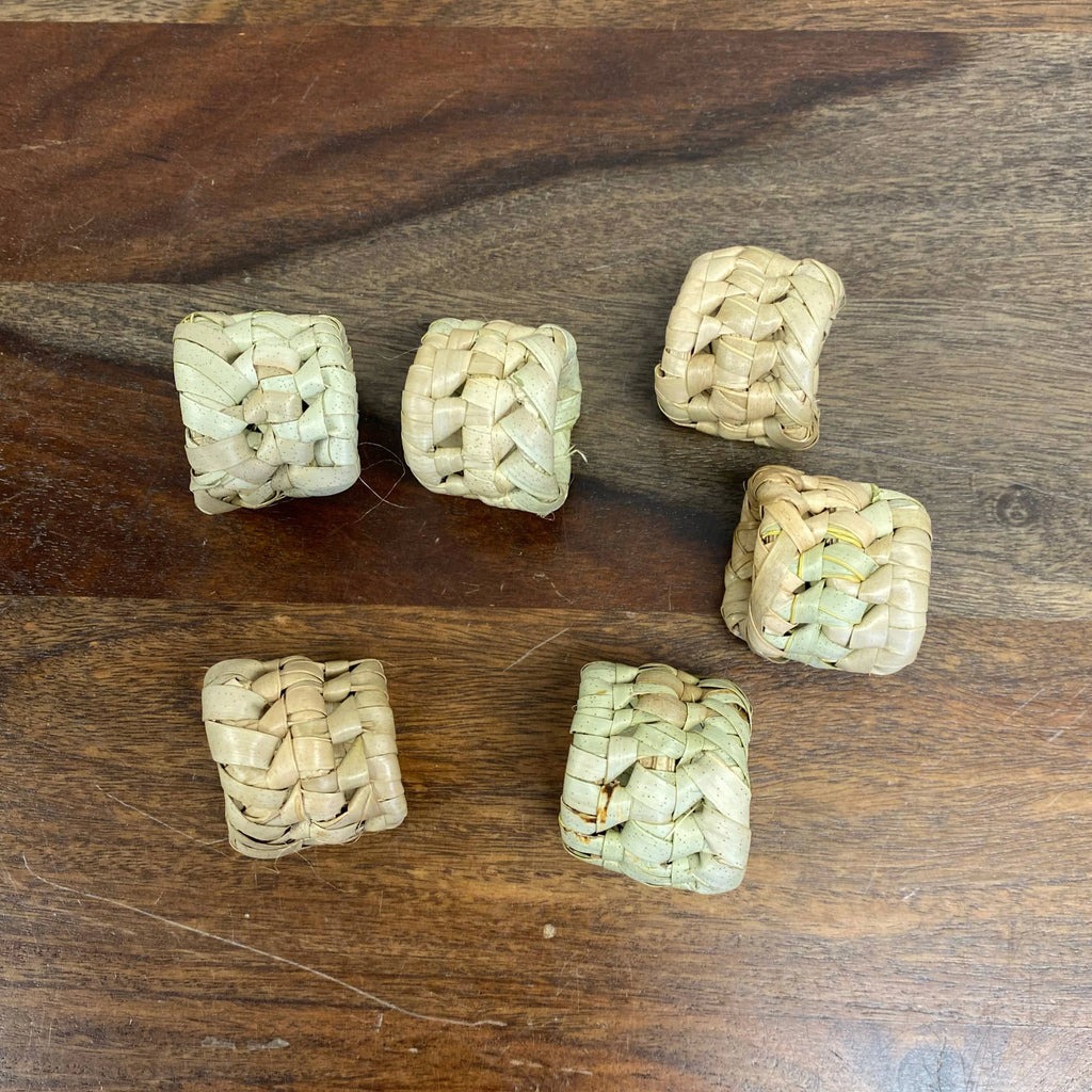 Fair Trade Palm Leaf Napkin Rings, Handwoven, Set of 6