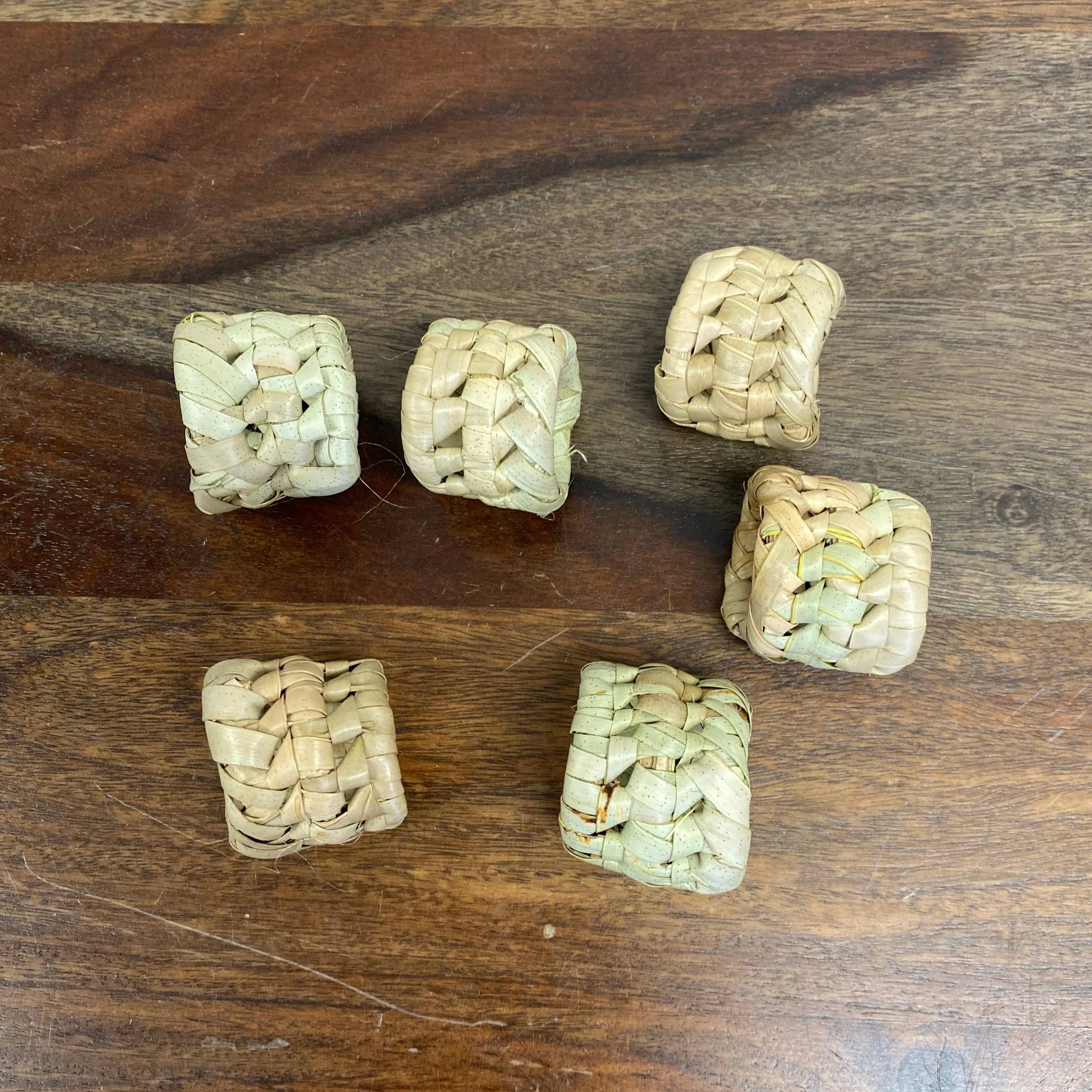 Fair Trade Palm Leaf Napkin Rings, Handwoven, Set of 6