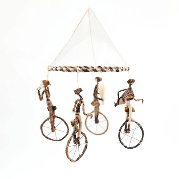 Handmade Banana Leaf & Sisal Unicycle Mobile