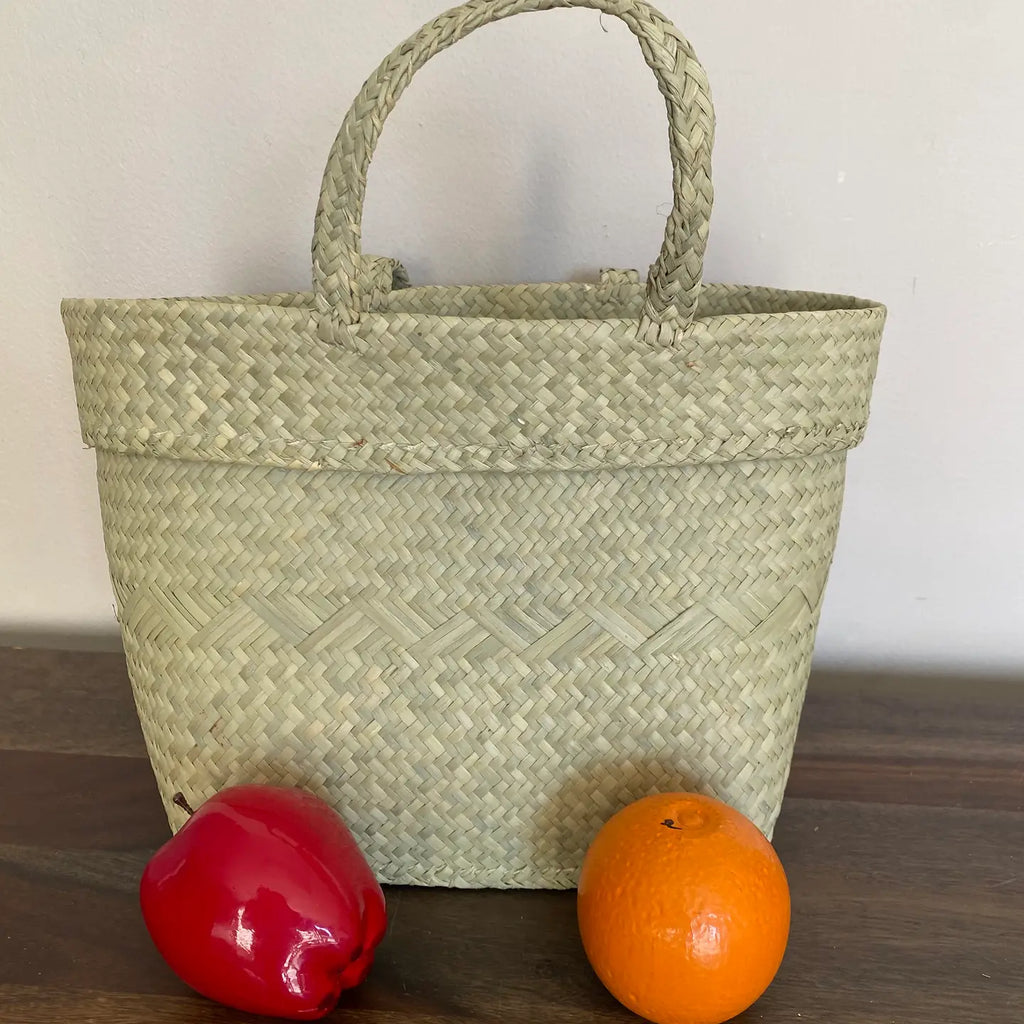 Natural Oval Kikapu Vegan Palm Tote Basket