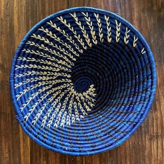 Royal Blue Raffia Fruit Basket