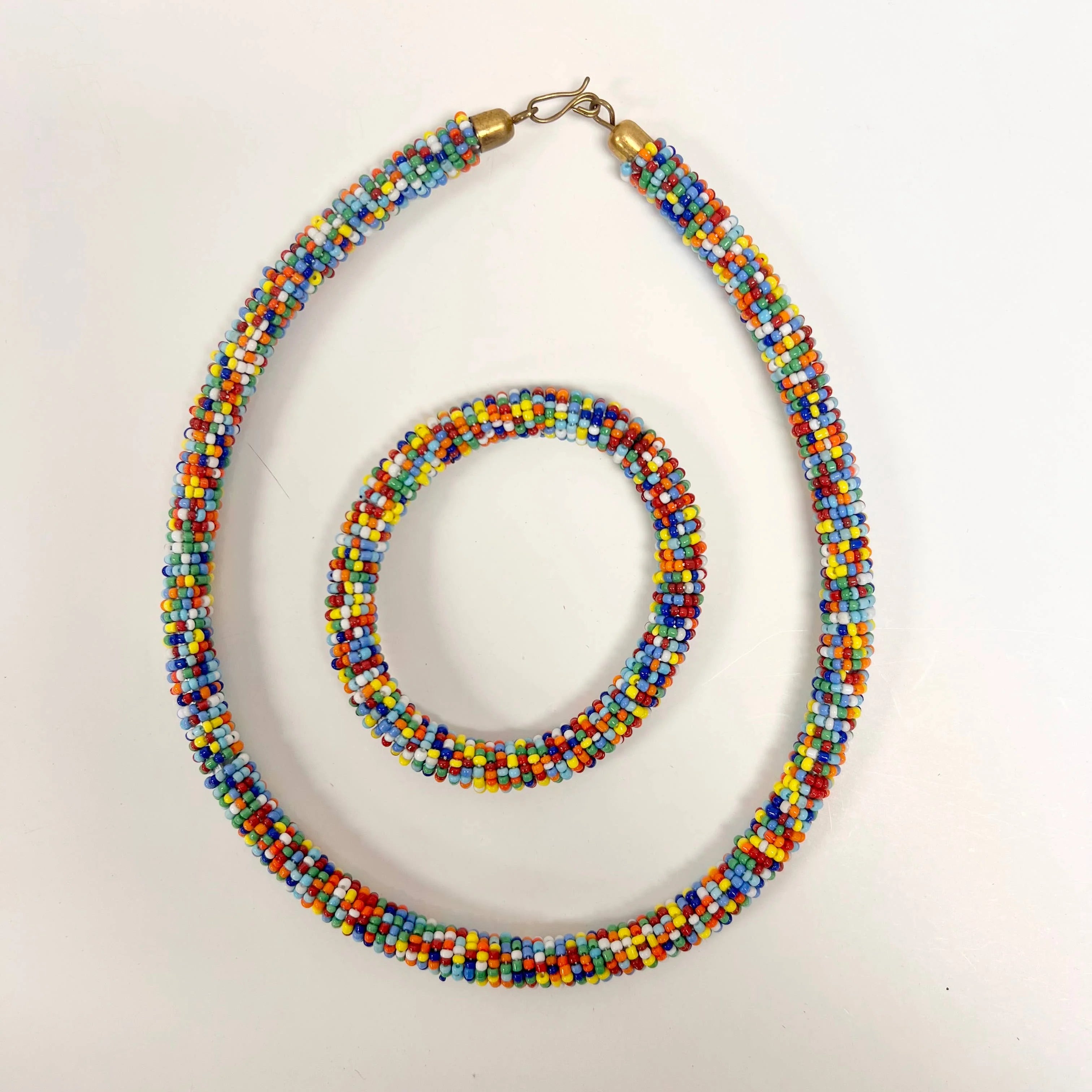 Maasai Beaded Necklace and Bracelet Set