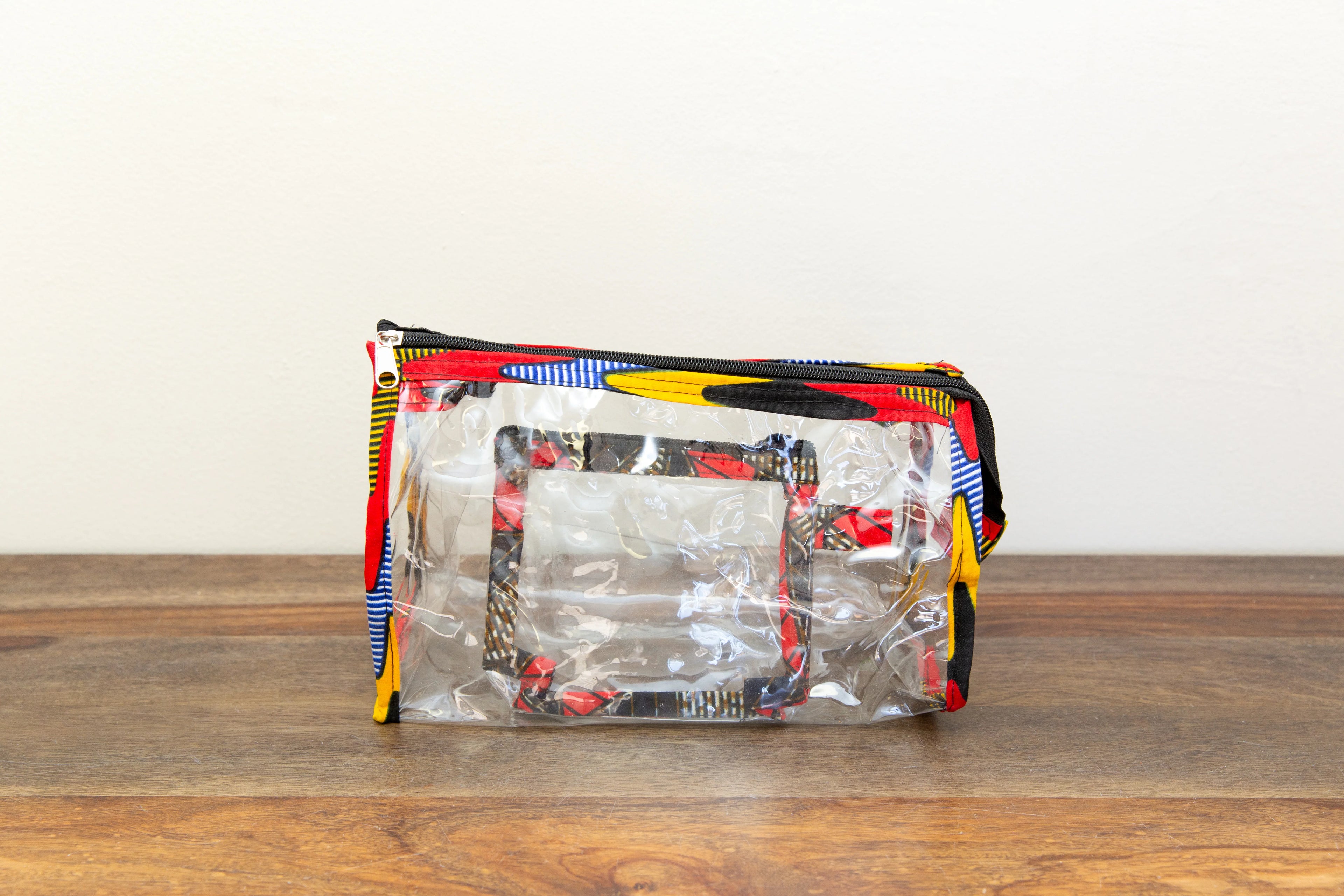 Patchwork Trimmed Clear Cosmetic Bag