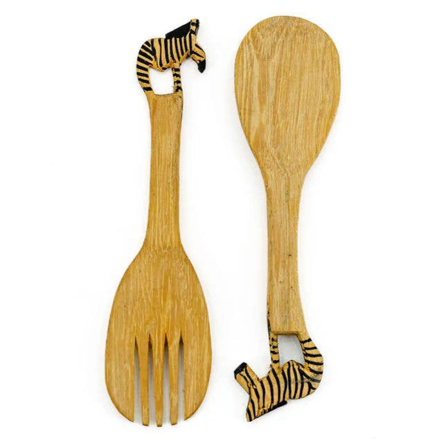 Wooden Serving Spoons, Zebra