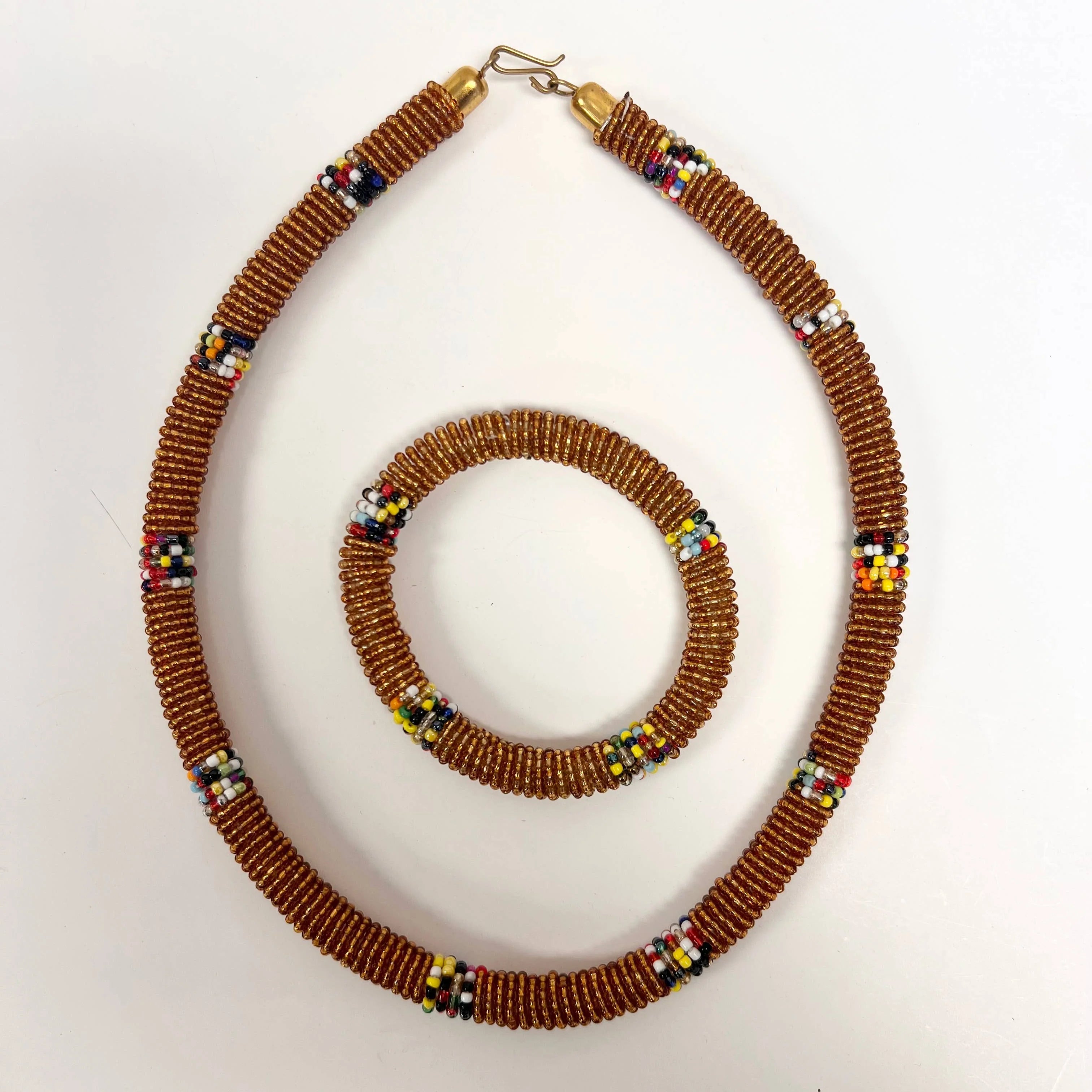 Maasai Beaded Necklace and Bracelet Set