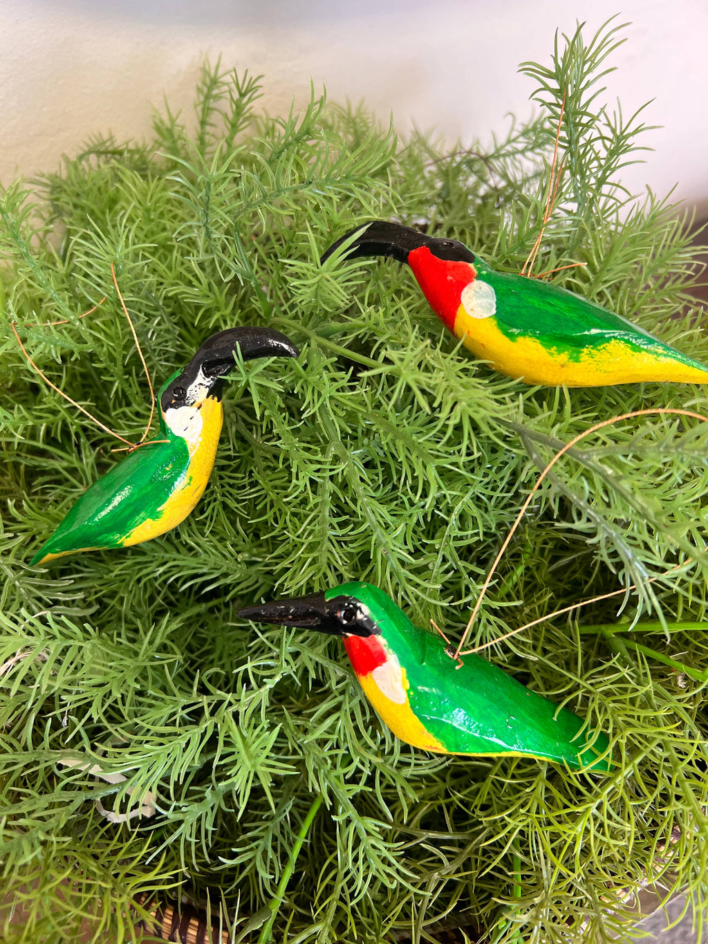 Christmas Ornament, Wooden Bird , Set of 6