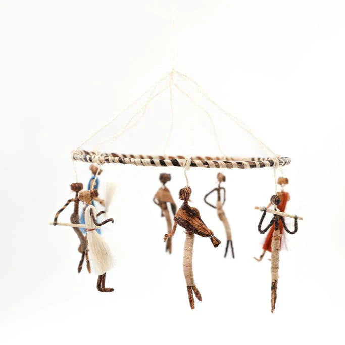 Handmade Banana Leaf & Sisal Dancer Mobile