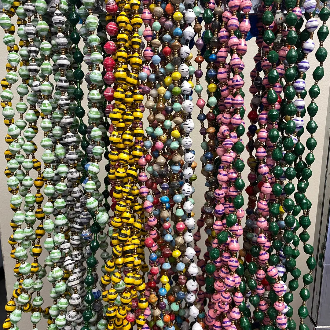 Fair Trade Paper Mache Two-Tone Necklace – Set of 6, Handmade from Upcycled Magazine Paper