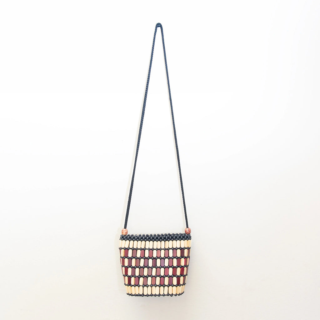 Wooden Pebble Crossbody Purse in Natural