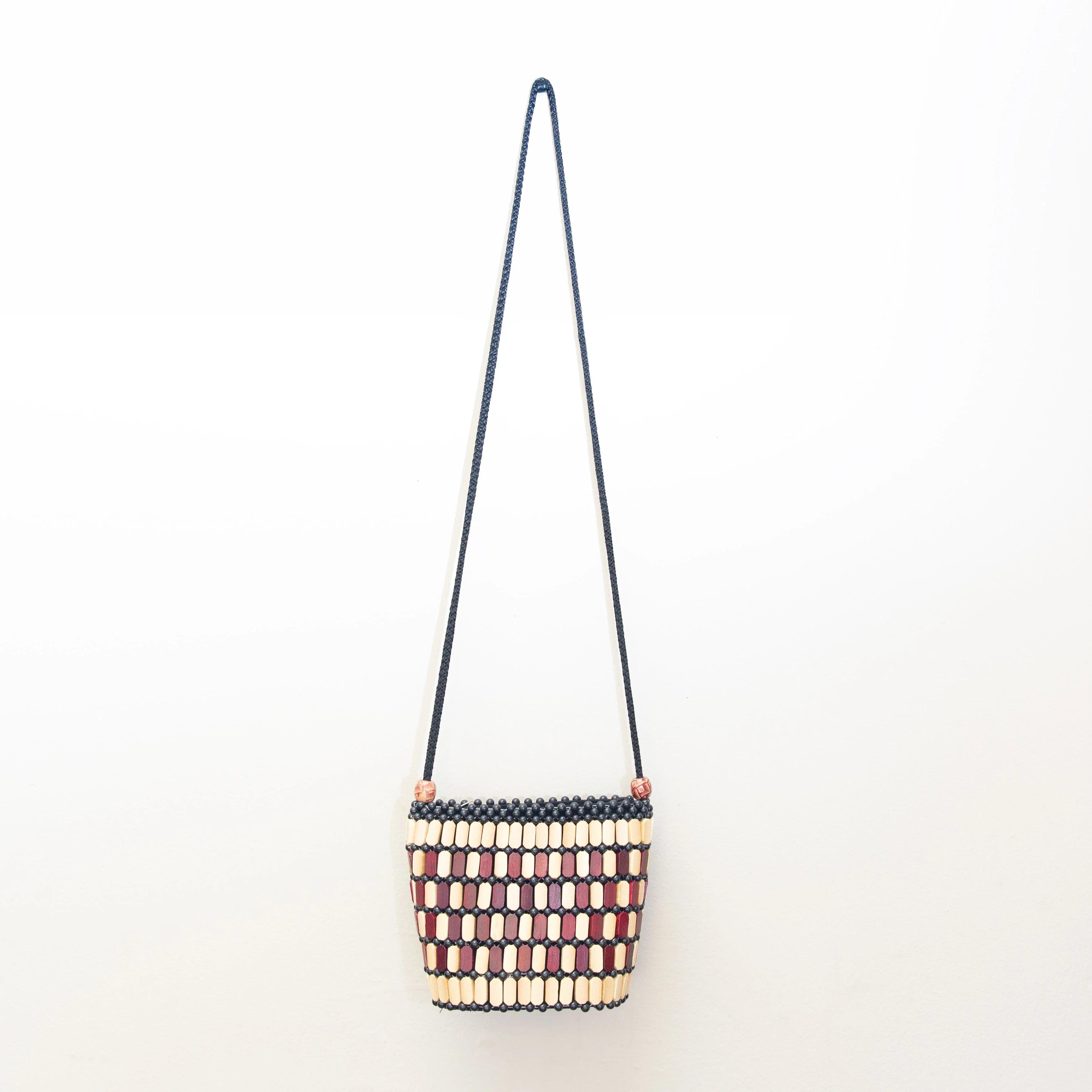 Wooden Pebble Crossbody Purse in Natural