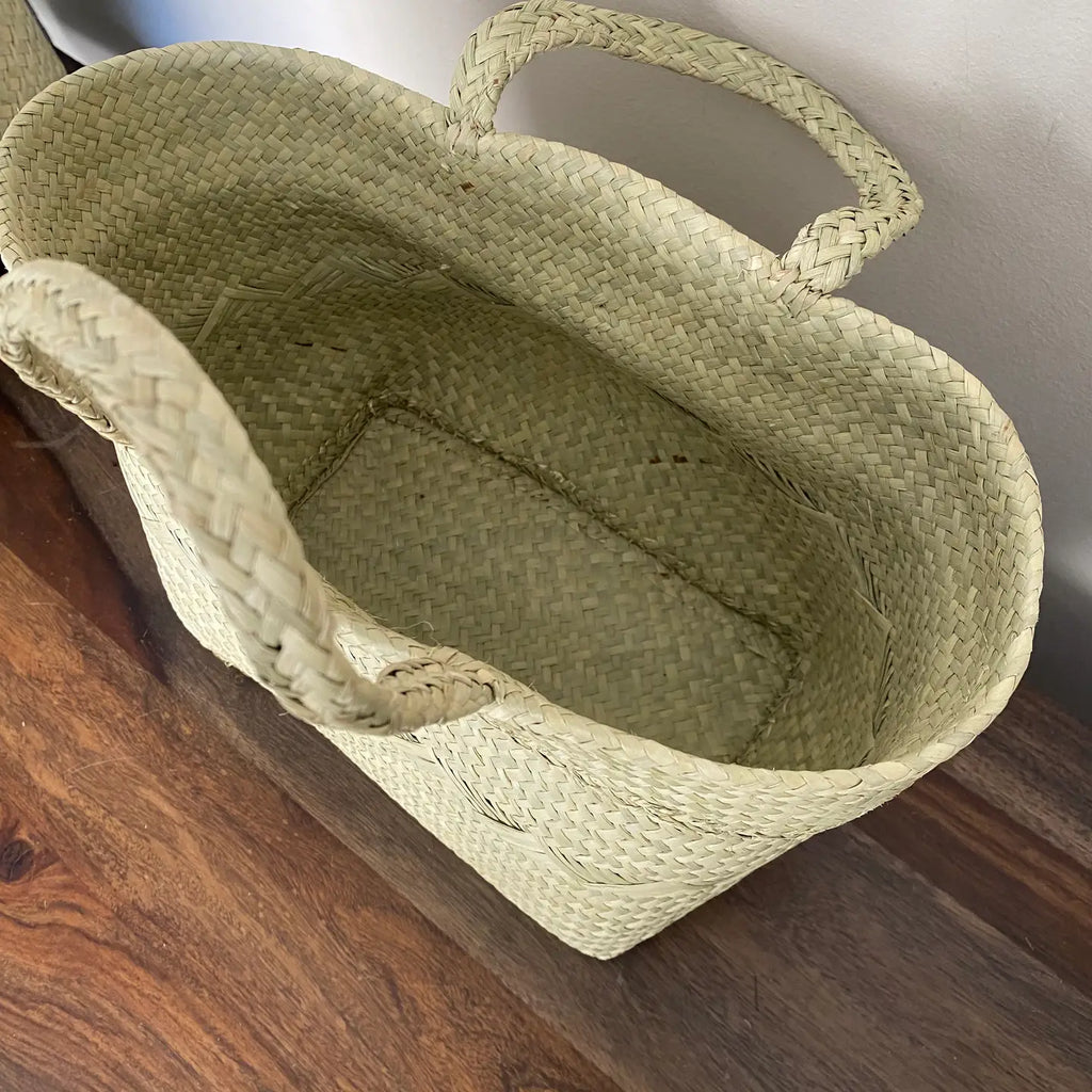Natural Oval Kikapu Vegan Palm Tote Basket
