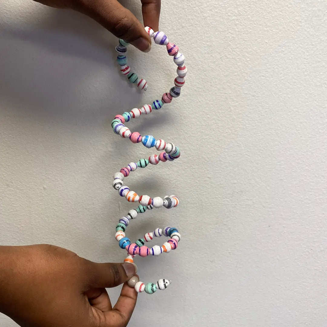 Multi-Color Beaded Fair Trade Paper Mache Bracelet Set of 6 – Handcrafted from Up-cycled Magazine Paper