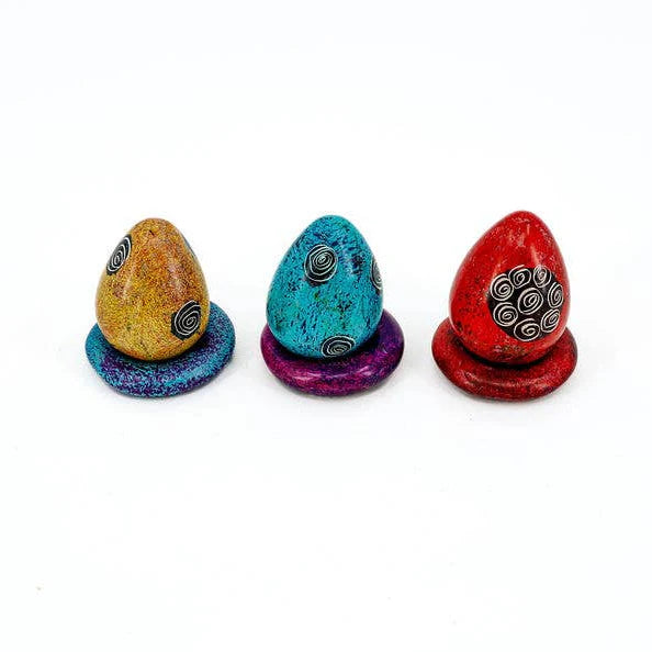Soapstone Geometric Egg Figurine