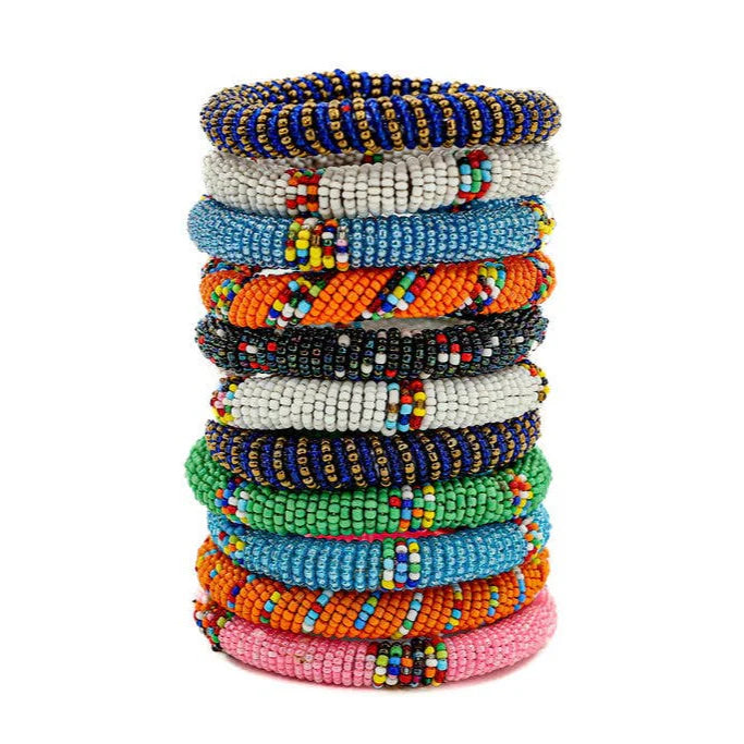 Maasai Beaded Bracelet Stack, Set of 12