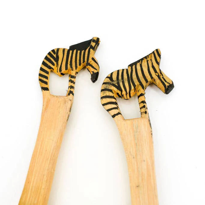 Wooden Serving Spoons, Zebra