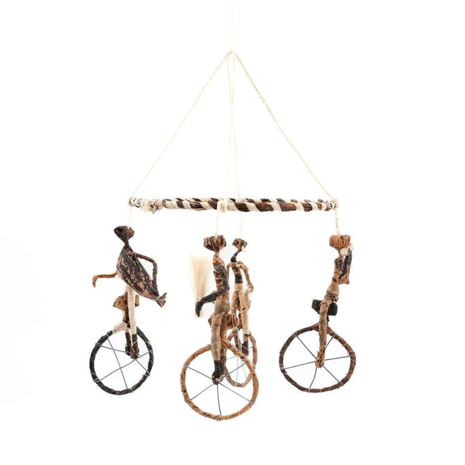 Handmade Banana Leaf & Sisal Unicycle Mobile