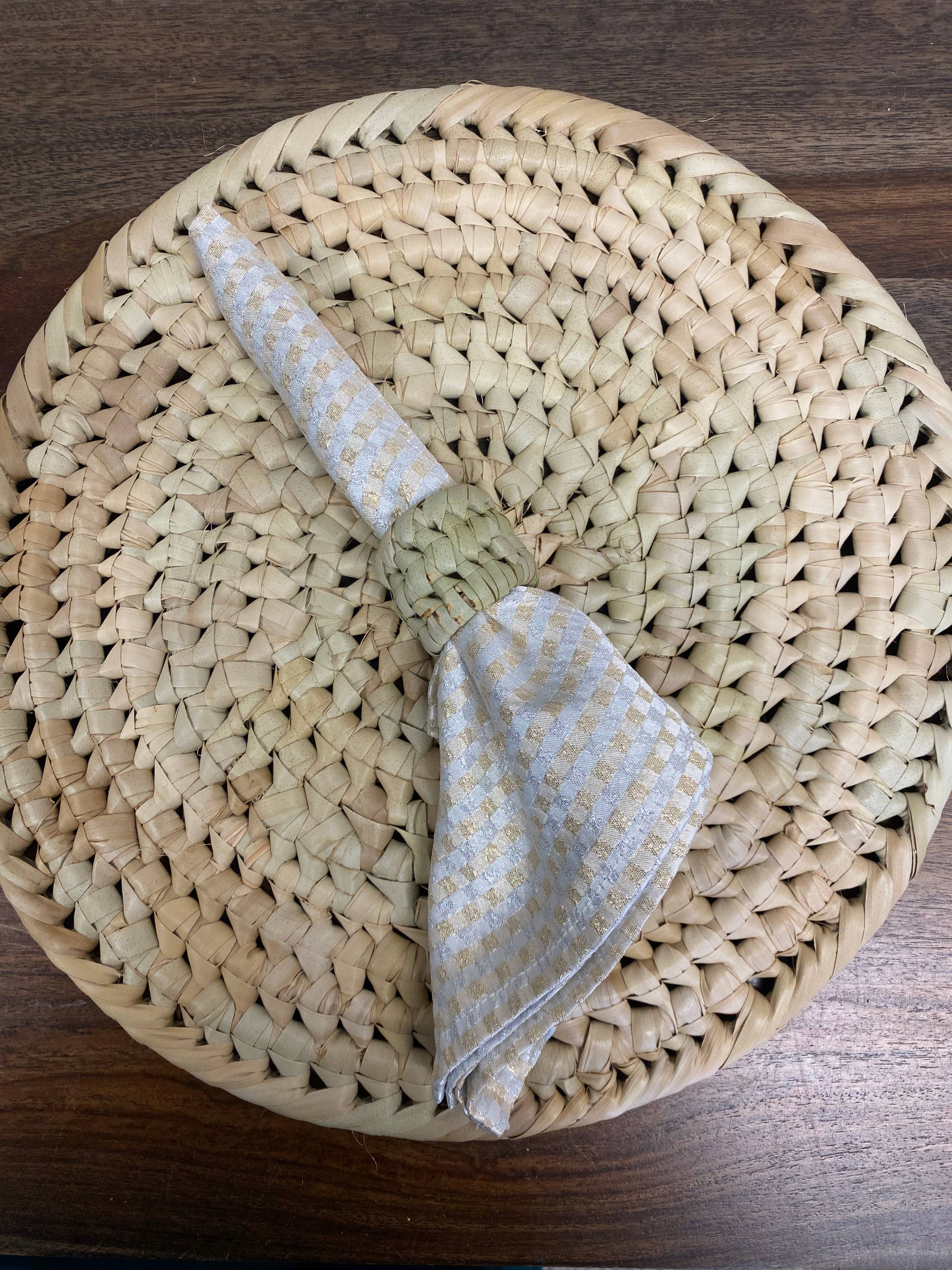 Fair Trade Palm Leaf Napkin Rings, Handwoven, Set of 6