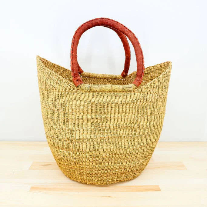 U-Shopper Tote Basket Bag, Natural