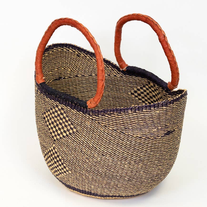 U-Shopper Tote Basket Bag,  Blue and Natural