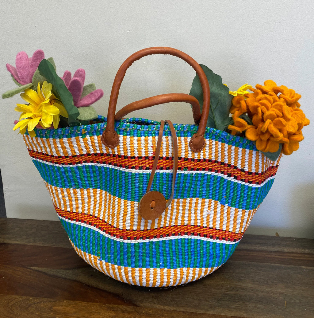 Recycled Plastic and Sisal Open Tote Bag