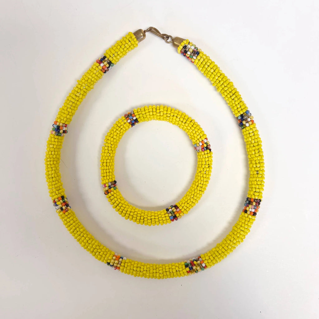 Maasai Beaded Necklace and Bracelet Set