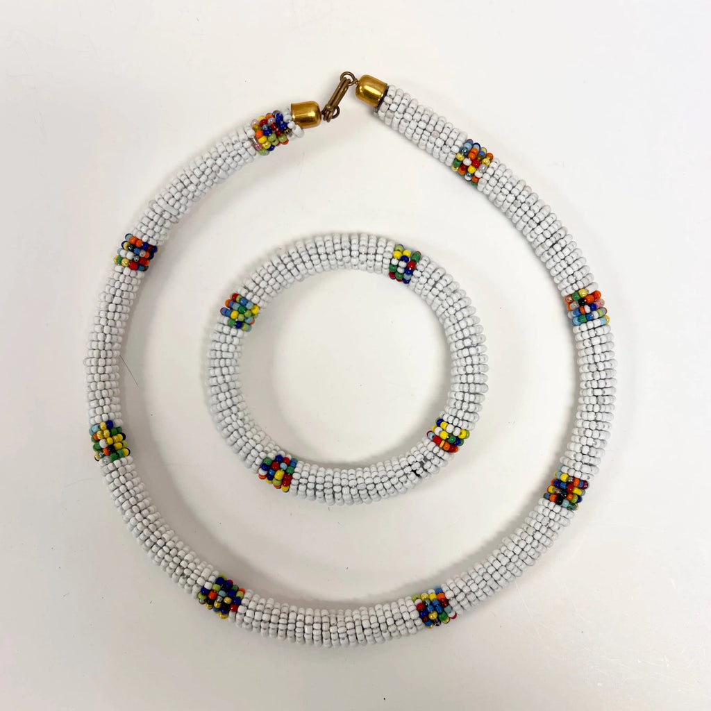 Maasai Beaded Necklace and Bracelet Set