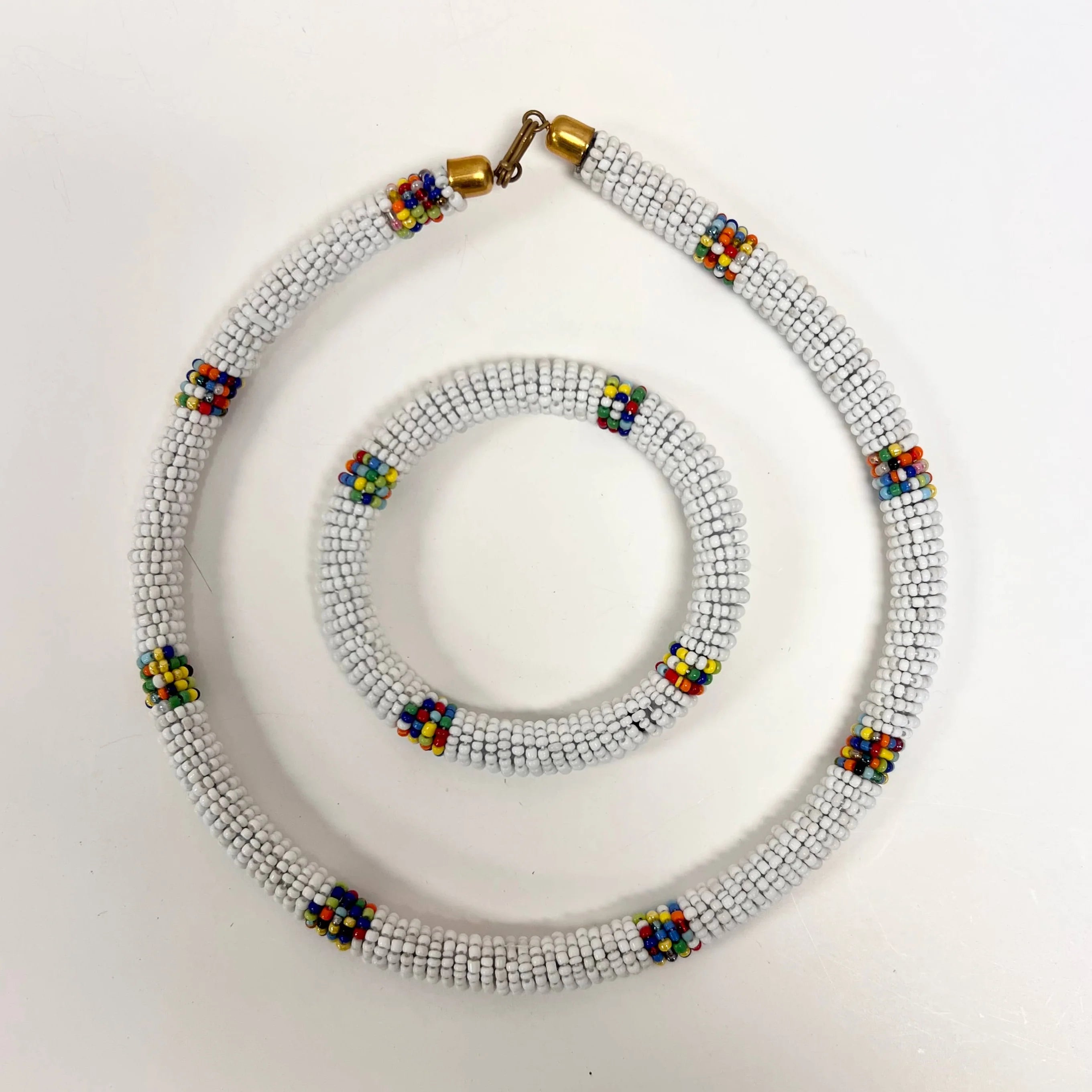 Maasai Beaded Necklace and Bracelet Set